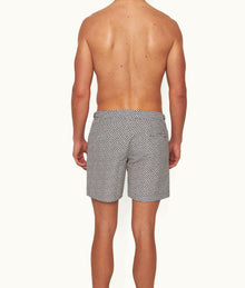 Bulldog Geo Print Mid-Length Swim Shorts | Truffle/White Sand