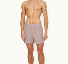 Bulldog Geo Print Mid-Length Swim Shorts Woven | Summer Red/White Sand