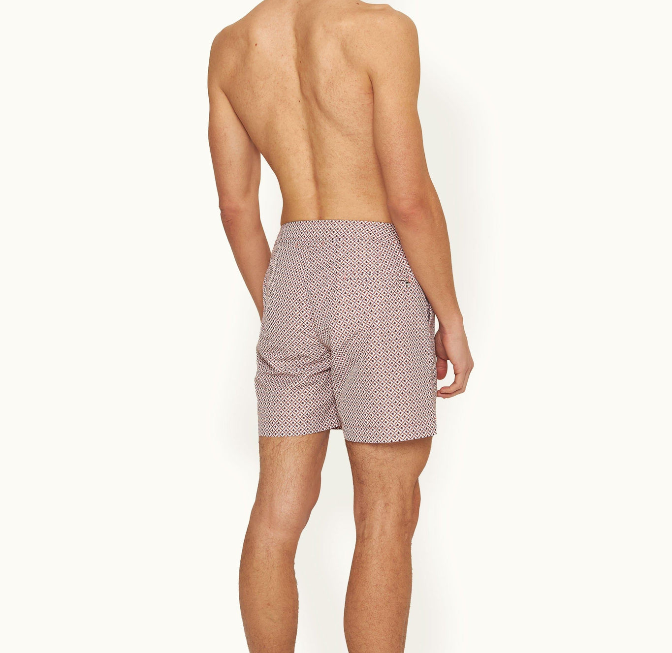 Bulldog Geo Print Mid-Length Swim Shorts Woven | Summer Red/White Sand