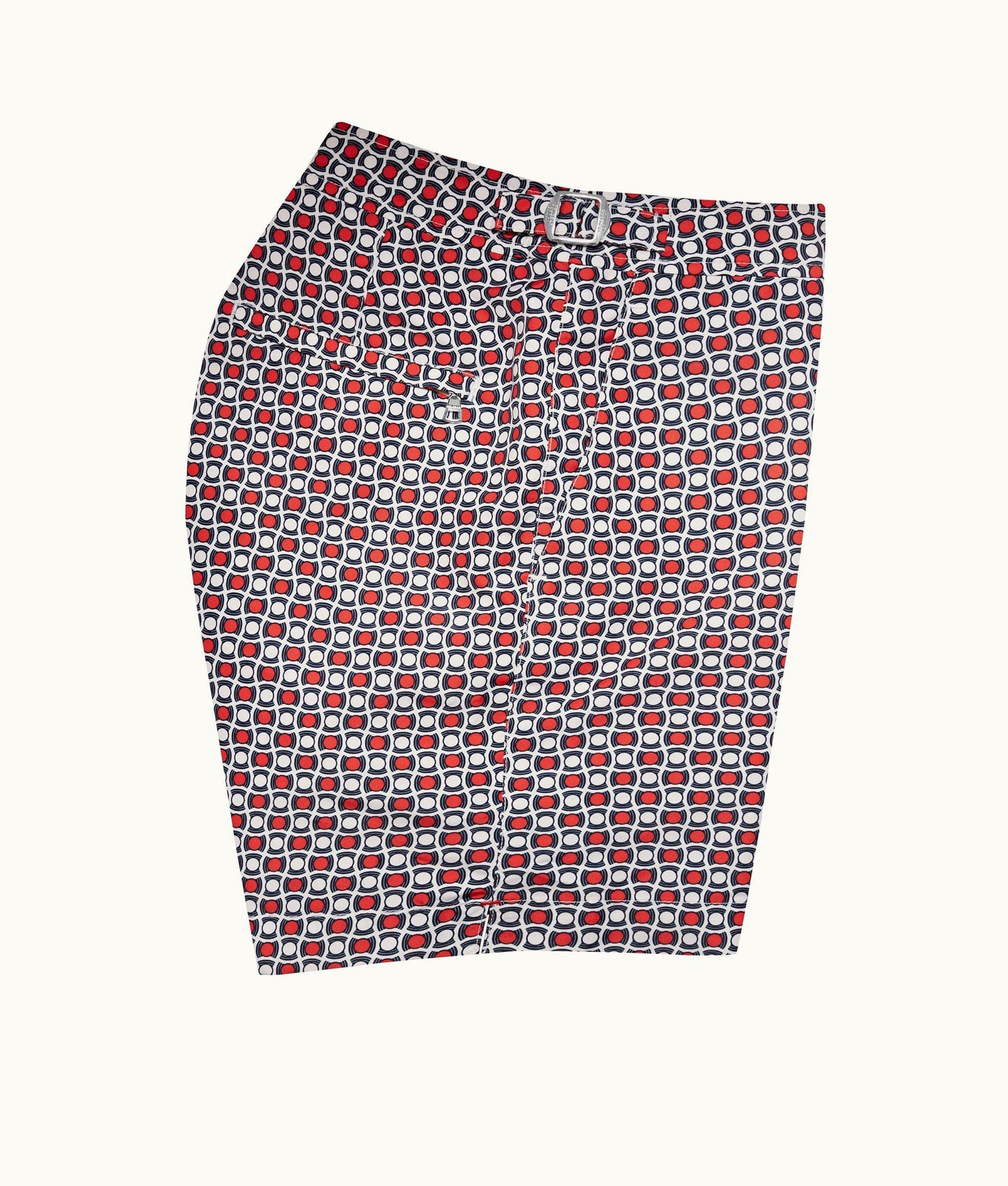 Bulldog Geo Tela Mid-Length Swim Shorts | Vermillion
