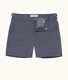 Bulldog Geometric Orb Jacquard Mid-Length Swim Shorts | Night Iris/White Sand
