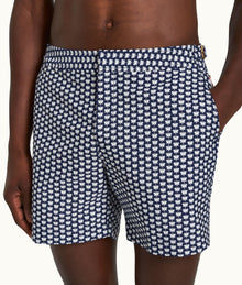 Bulldog Jacquard Flutter Jacquard Mid-Length Swim Shorts Woven | Night Iris/White Sand