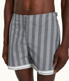 Bulldog Rills Print Mid-Length Swim Shorts Woven | Night Iris/White Sand