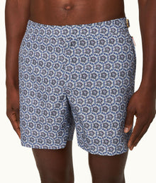 Bulldog Roseate Print Mid-Length Swim Shorts | Azul Blue