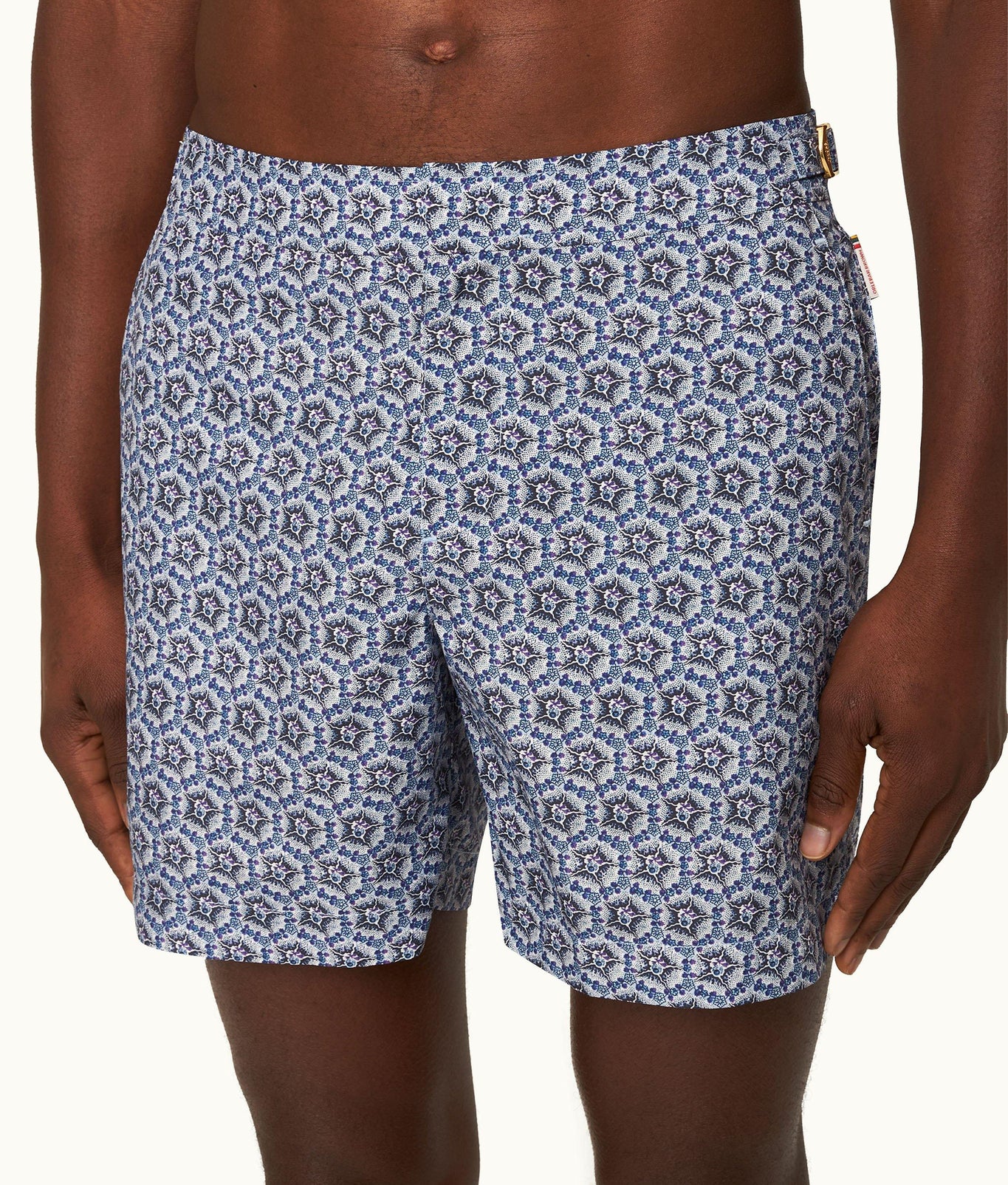Bulldog Roseate Print Mid-Length Swim Shorts | Azul Blue