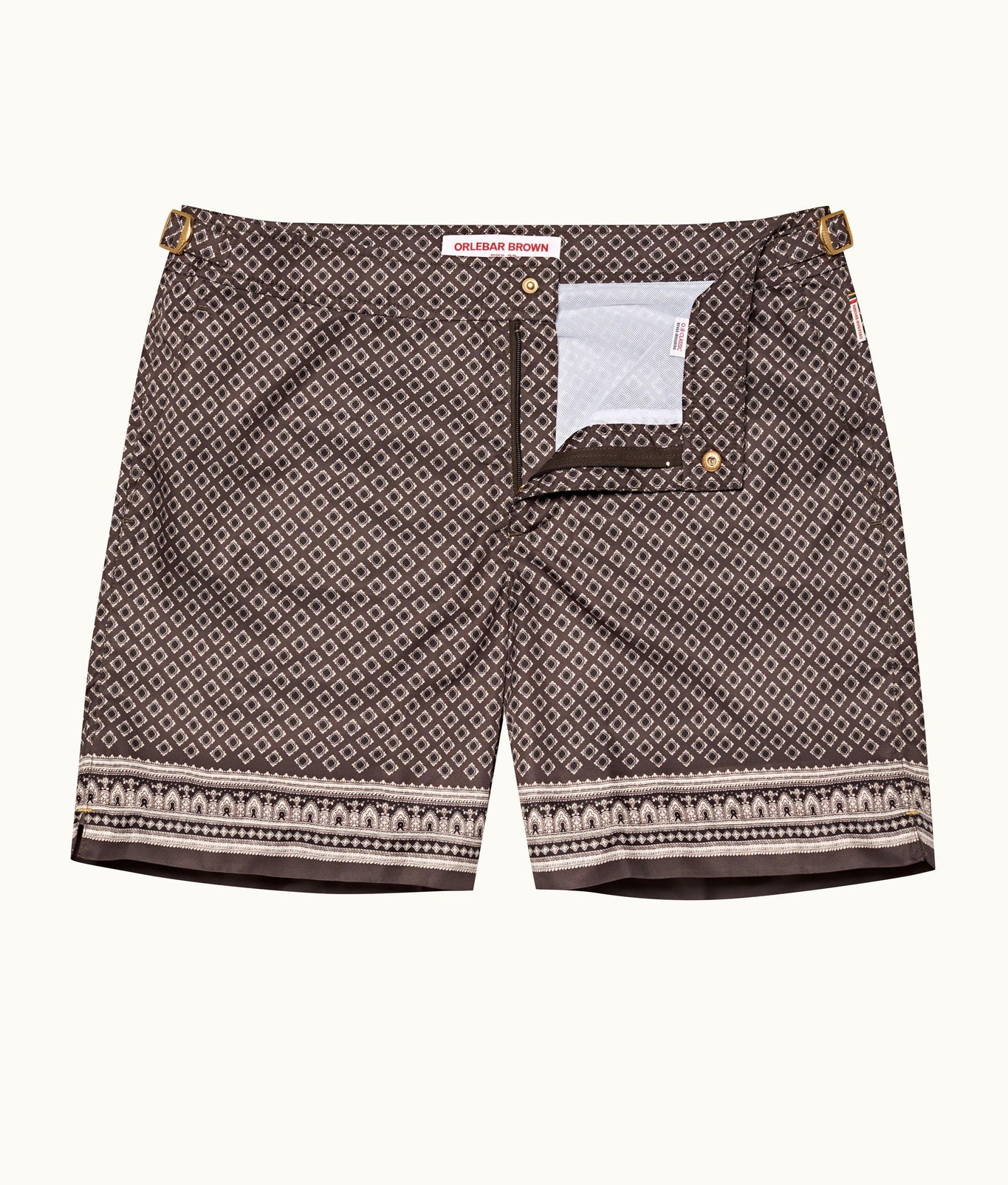 Bulldog Solmio Print Mid-Length Swim Shorts | Truffle