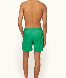 Bulldog Stretch Mid-Length Iridescent Stretch Swim Shorts | Caddie Green