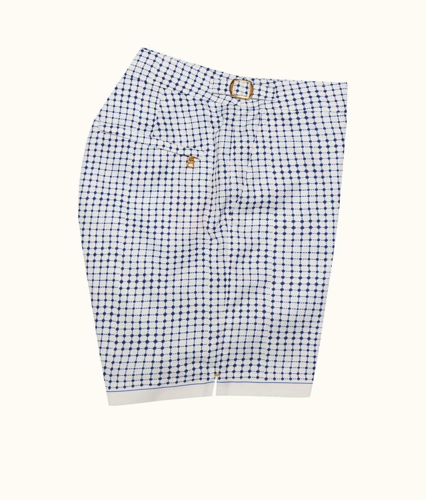Bulldog Tiescape Print Mid-Length Swim Shorts | White Sand/Azul Blue