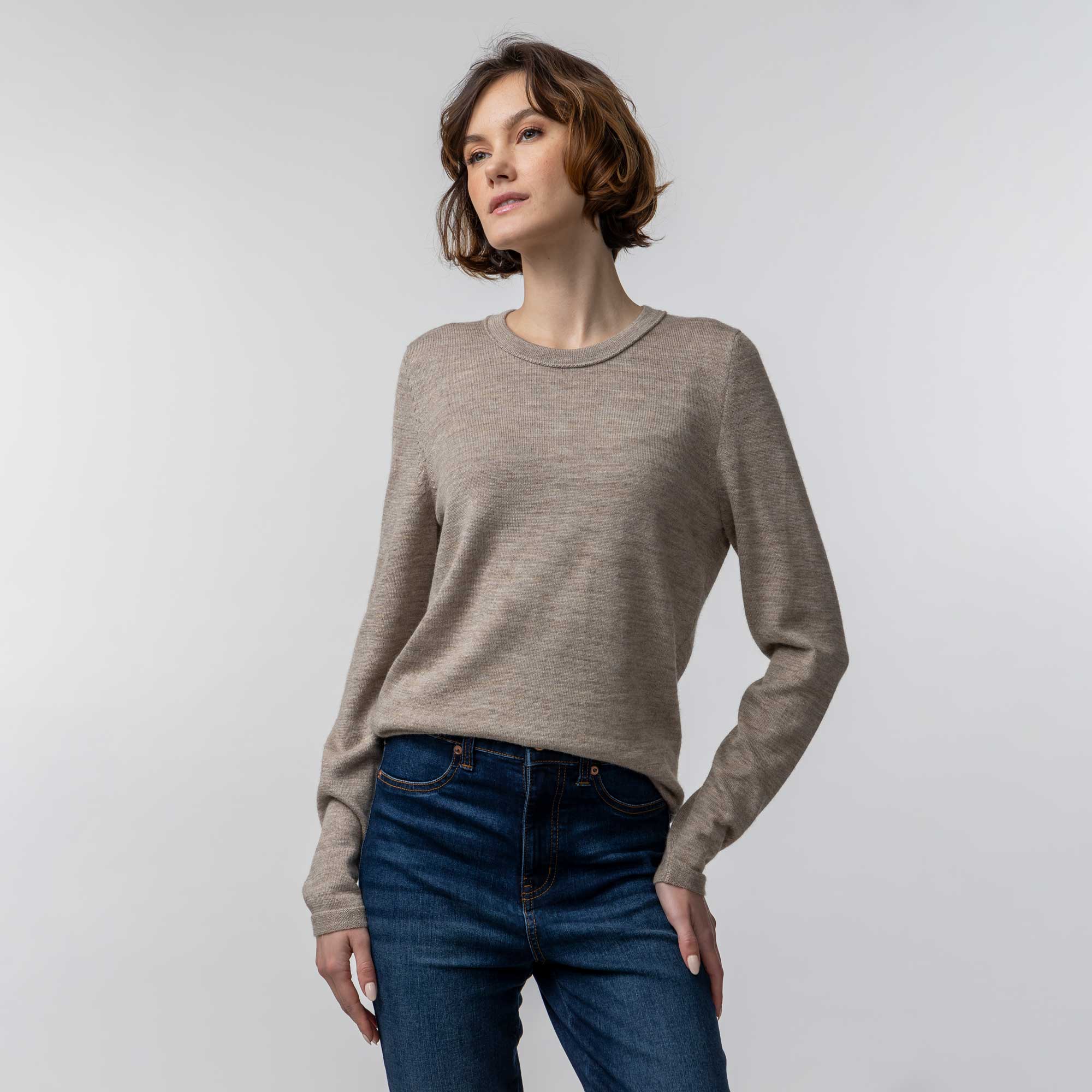 Women | Crew Neck Sweater | Light Taupe