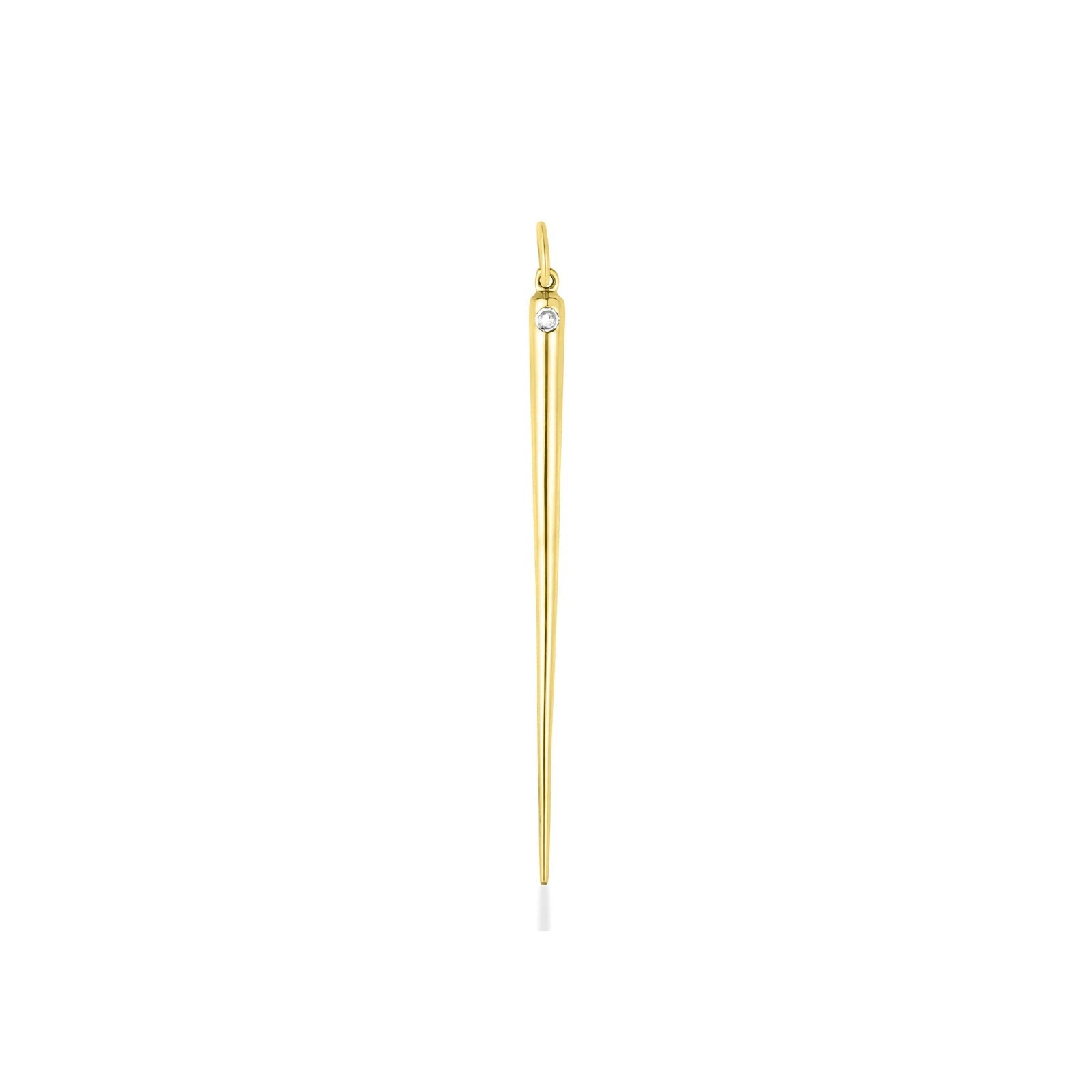 14K Recycled Gold Quill Spike Charm with Diamond on a white background. 