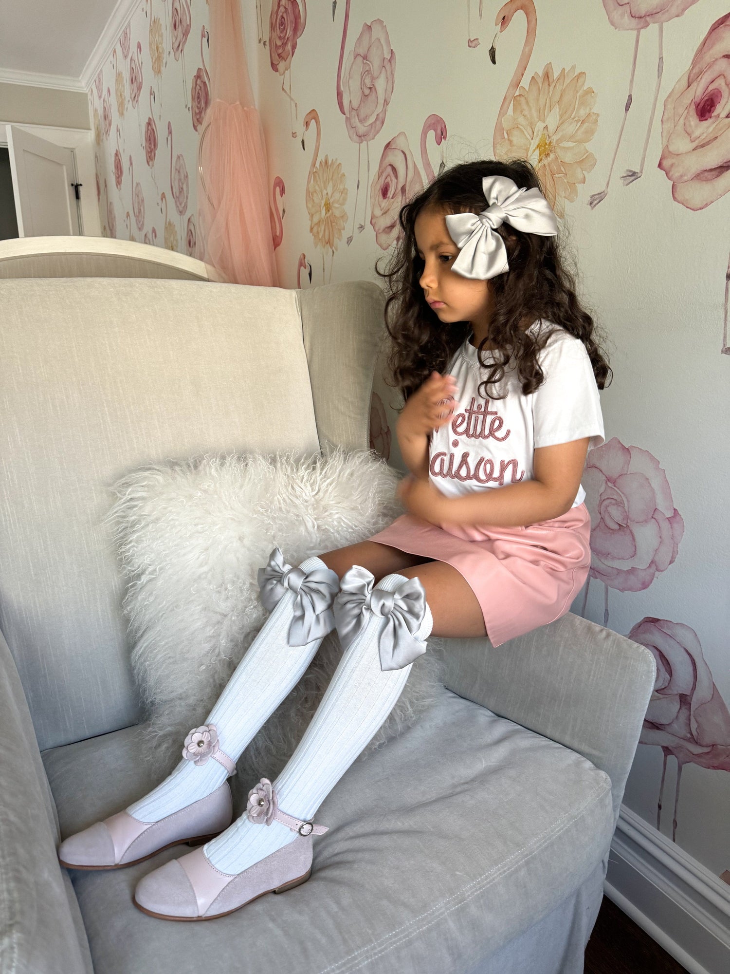 Abigail Satin Bow Socks - Petite Maison Kids