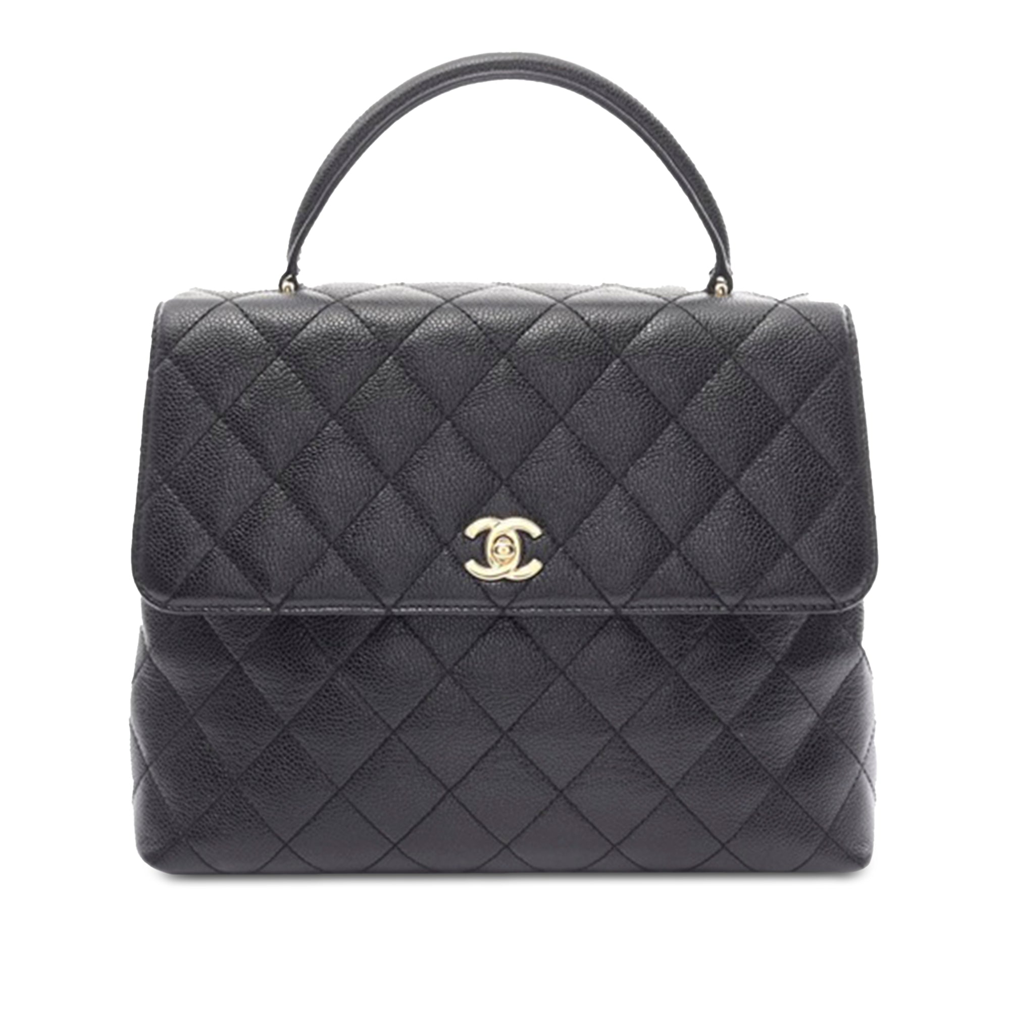 Chanel | Pre-Owned CC Quilted Caviar Kelly Top Handle Bag | Black