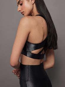 Carbon38 | Criss Cross Bra in Crocodile Takara Shine | Black
