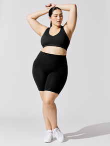 Carbon38 | High Rise Biker Short in Cloud Compression | Black