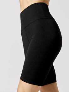 Carbon38 | High Rise Biker Short in Cloud Compression | Black