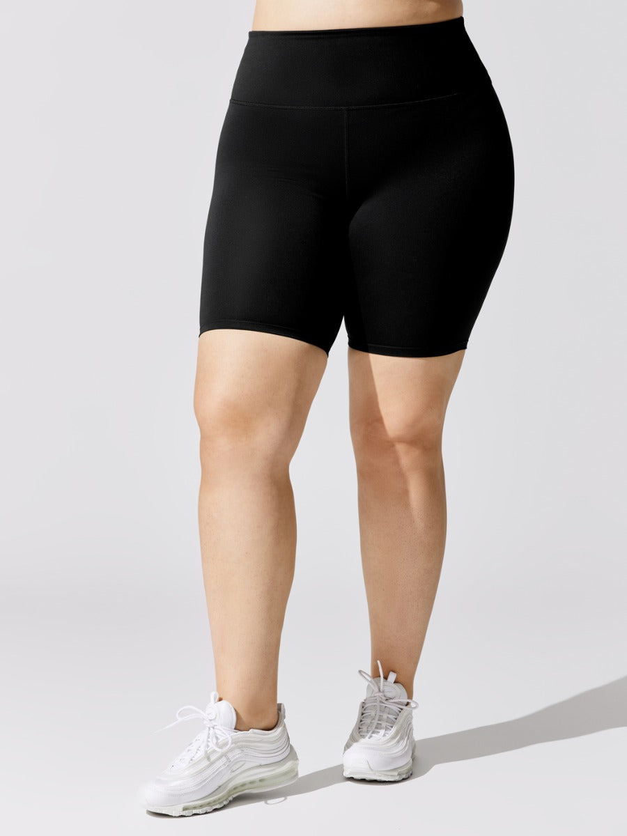 Carbon38 | High Rise Biker Short in Cloud Compression | Black