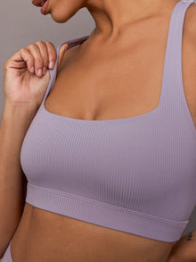 Carbon38 | Racerback Bra in Ribbed Melt | Lavender Grey