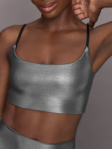 Carbon38 | Liquid Metallic Scoop Bra | Metallic Silver