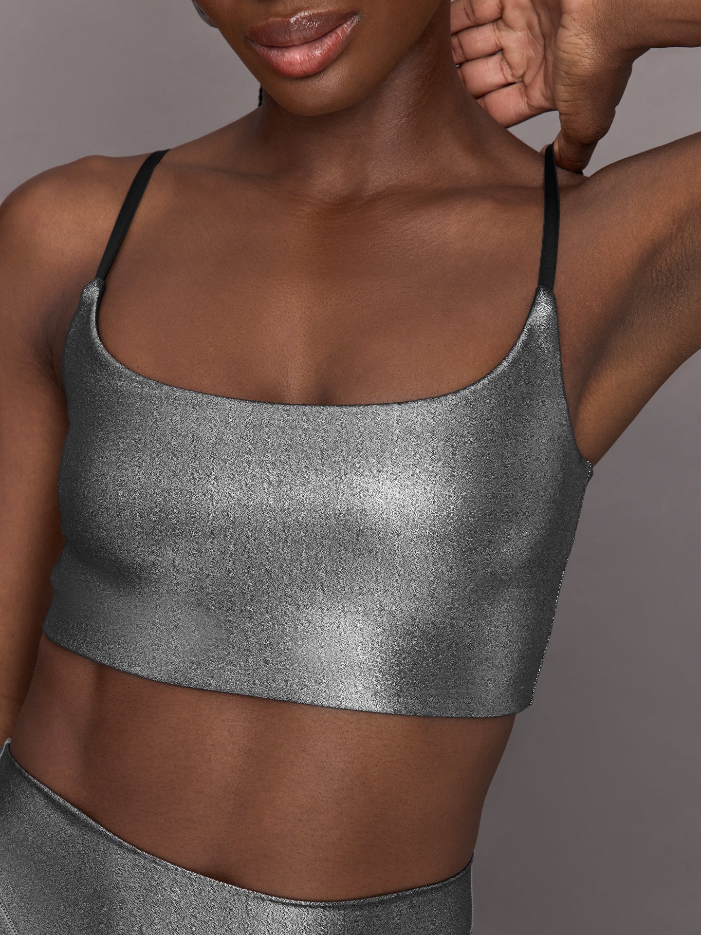 Carbon38 | Liquid Metallic Scoop Bra | Metallic Silver