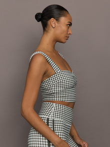 Houndstooth Sports Bra | Ivory / Faded Black