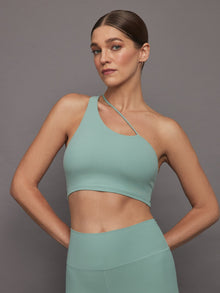 Carbon38 | One Shoulder Convertible Bra Top in Melt | Granite Green