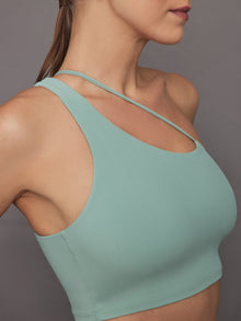 Carbon38 | One Shoulder Convertible Bra Top in Melt | Granite Green