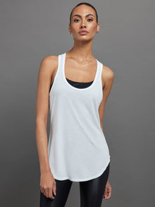 Long RacerBack Tank | White