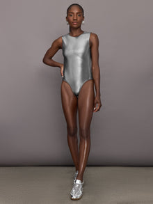Carbon38 | Liquid Metallic Bodysuit | Metallic Silver