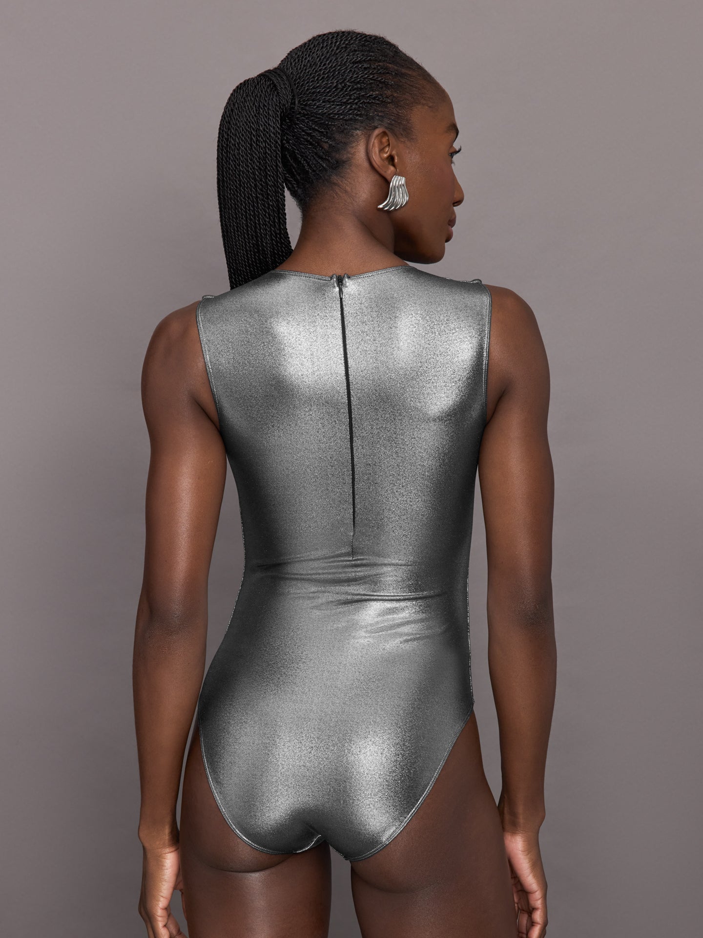 Carbon38 | Liquid Metallic Bodysuit | Metallic Silver