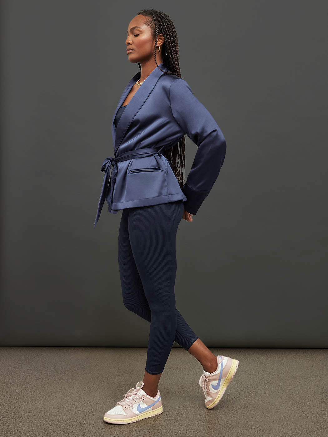 Satin Smoking Jacket | Evening Blue