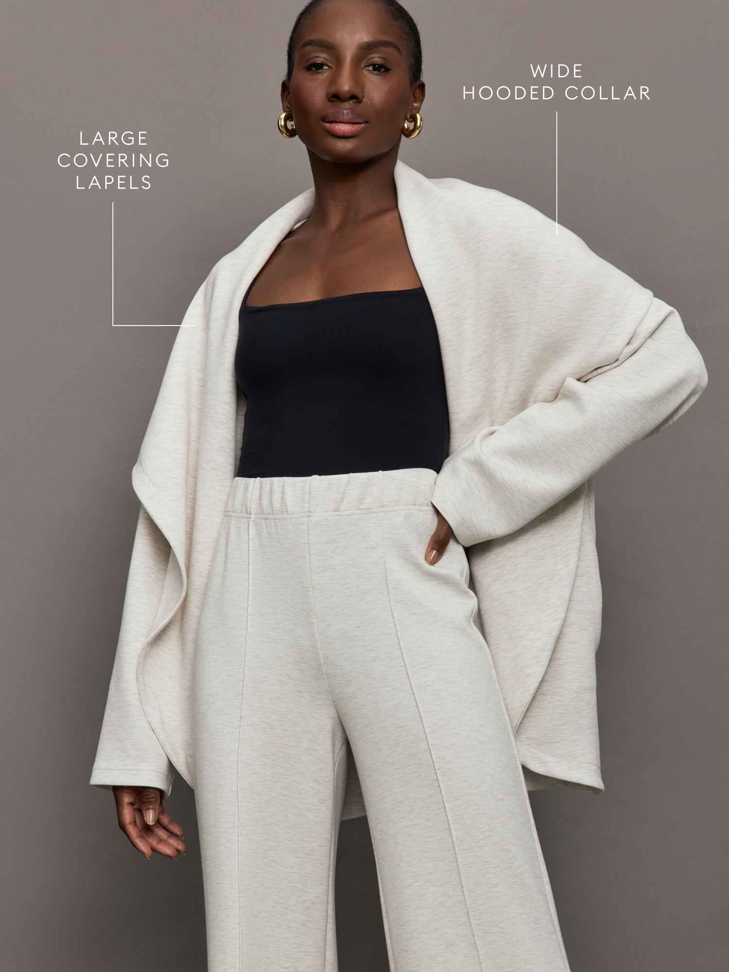 Carbon38 | Knit Cocoon Cardigan in Interlock | Moonbeam Heather