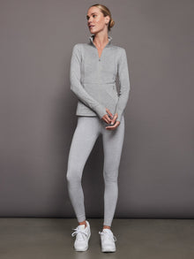 Zip Long Sleeve Run Top | Silver Heather