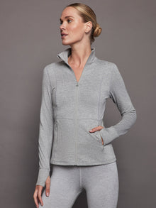Zip Long Sleeve Run Top | Silver Heather