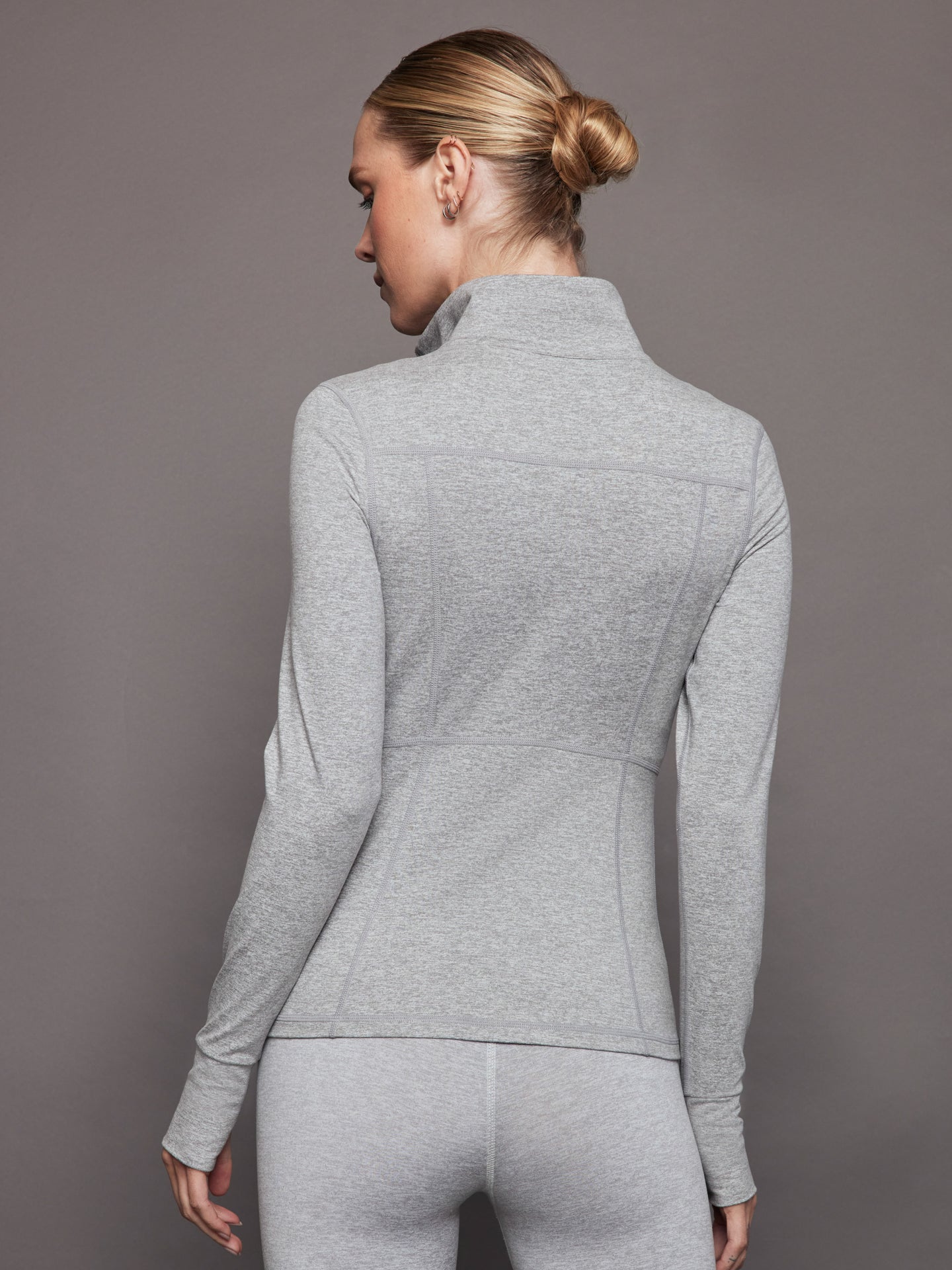 Zip Long Sleeve Run Top | Silver Heather