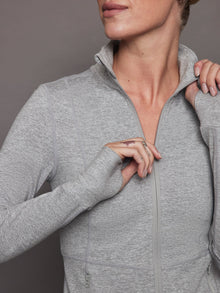 Zip Long Sleeve Run Top | Silver Heather