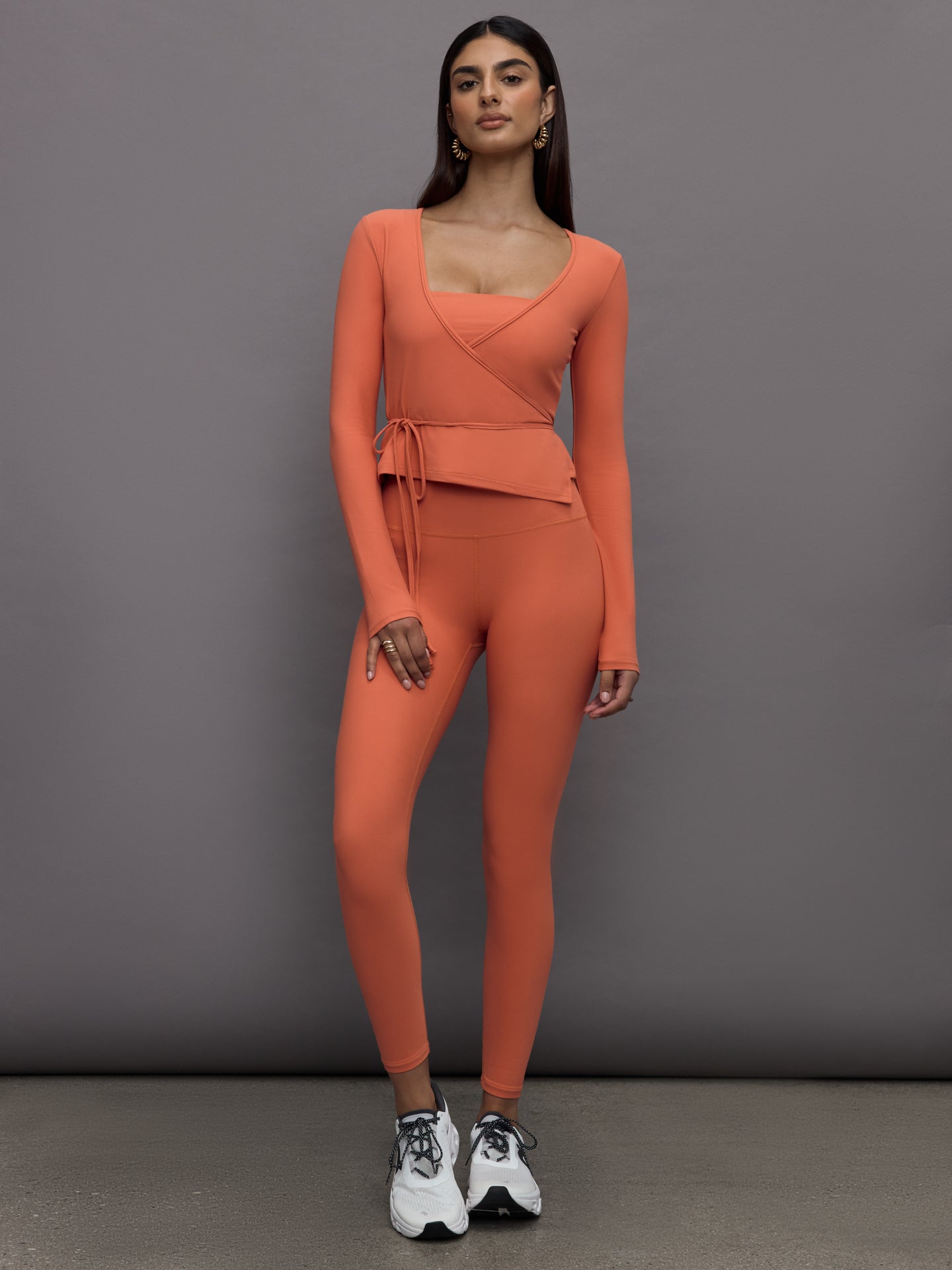 Carbon38 | Long Sleeve Tie Top in Melt | Burnt Sienna