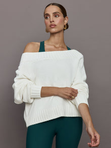 Carbon38 | Slouchy Off Shoulder Sweater | Off White