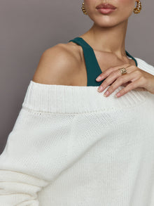 Carbon38 | Slouchy Off Shoulder Sweater | Off White