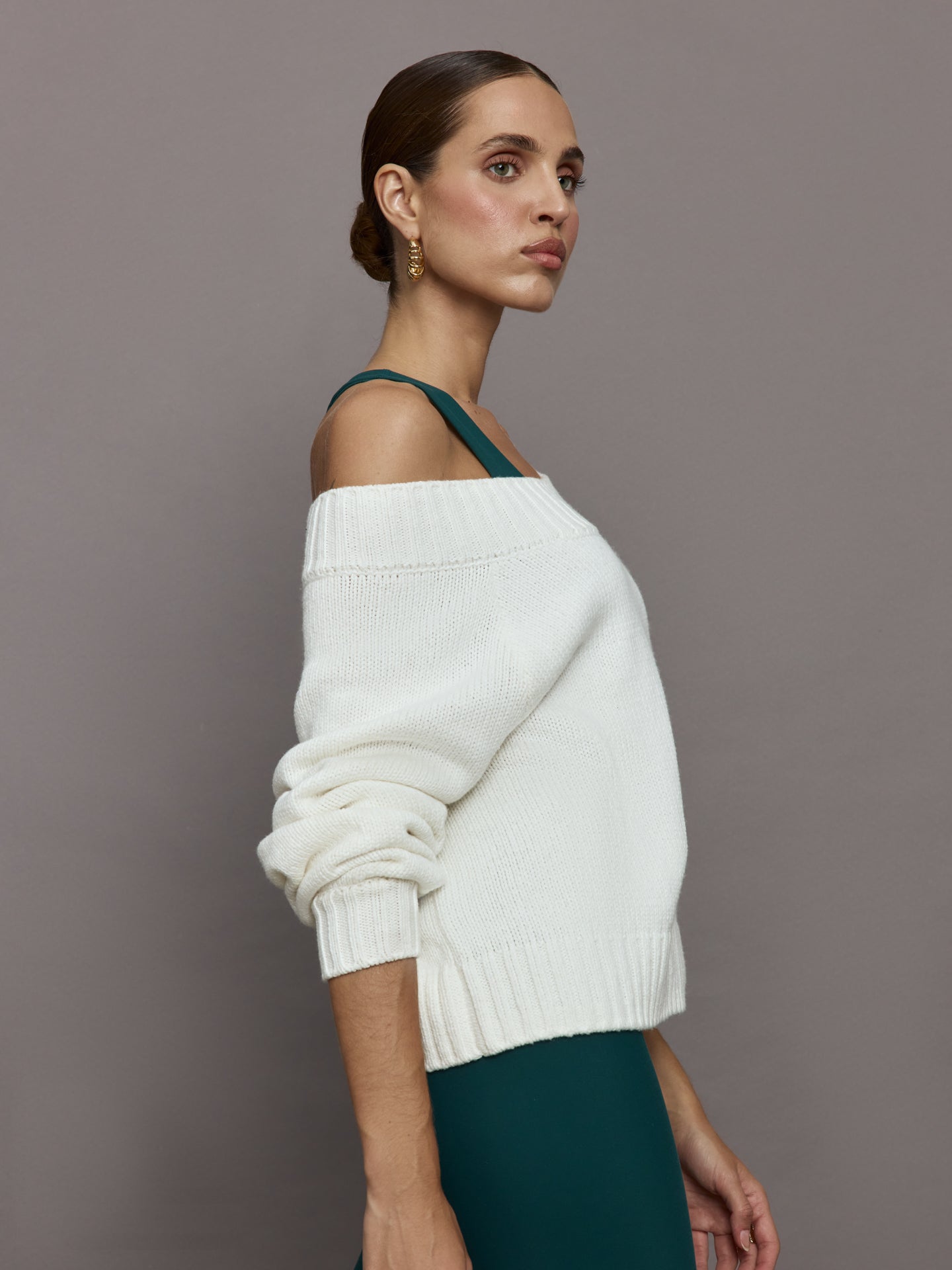 Carbon38 | Slouchy Off Shoulder Sweater | Off White