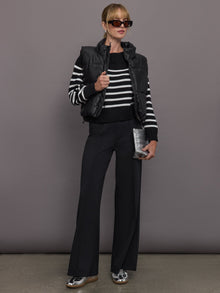 Carbon38 | Slouchy Off Shoulder Sweater | Black/White Stripe