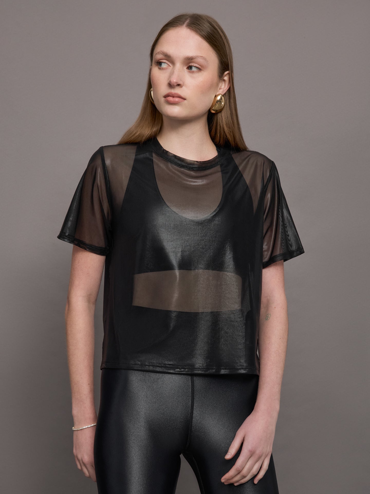 Carbon38 | Liquid Mesh Tee Shirt | Black