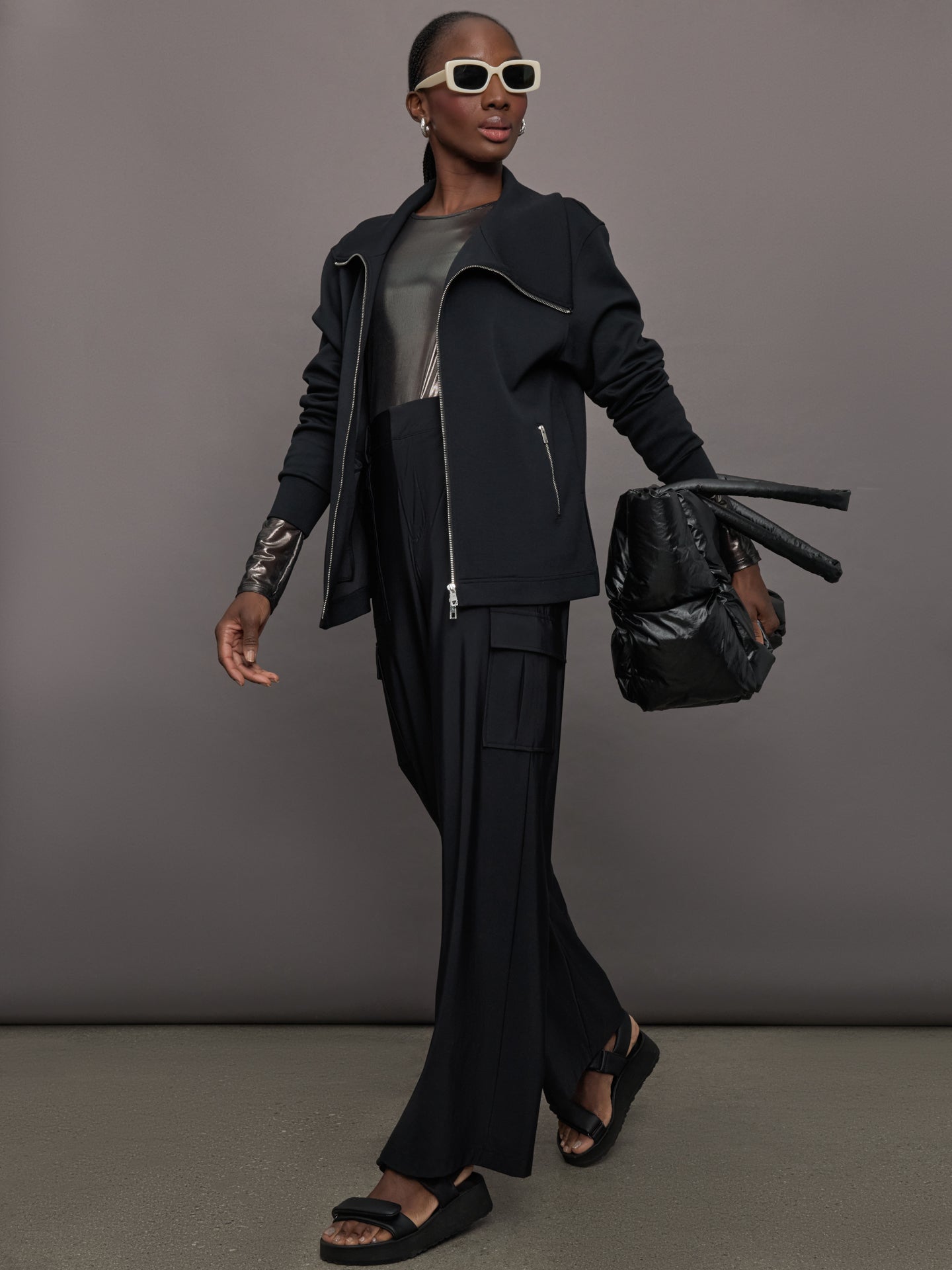 Carbon38 | Silver Mesh Long Sleeve Top | Grey Mesh