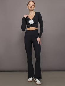 Carbon38 | Rosette Long Sleeve Top in Melt | Black W/White Rosette