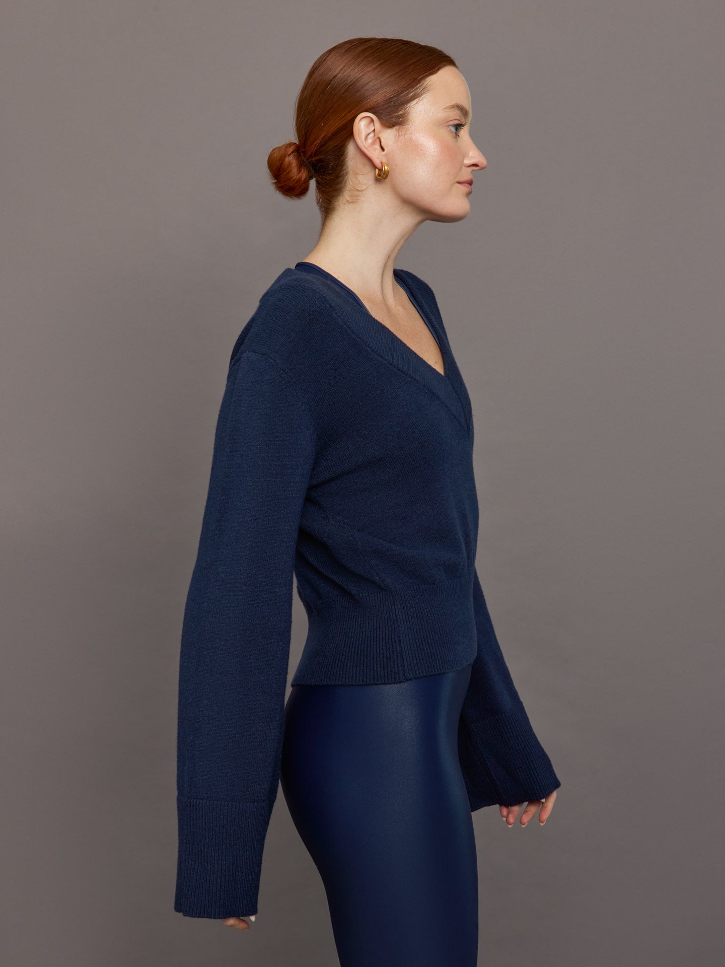 Carbon38 | Bell Sleeve Off Shoulder Sweater | Navy