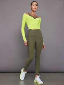 Carbon38 | Long Sleeve Wrap Top in Melt | Acid Lime