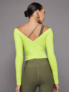 Carbon38 | Long Sleeve Wrap Top in Melt | Acid Lime
