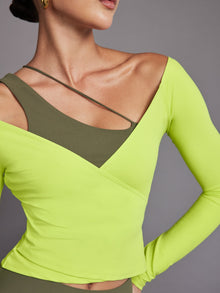 Carbon38 | Long Sleeve Wrap Top in Melt | Acid Lime