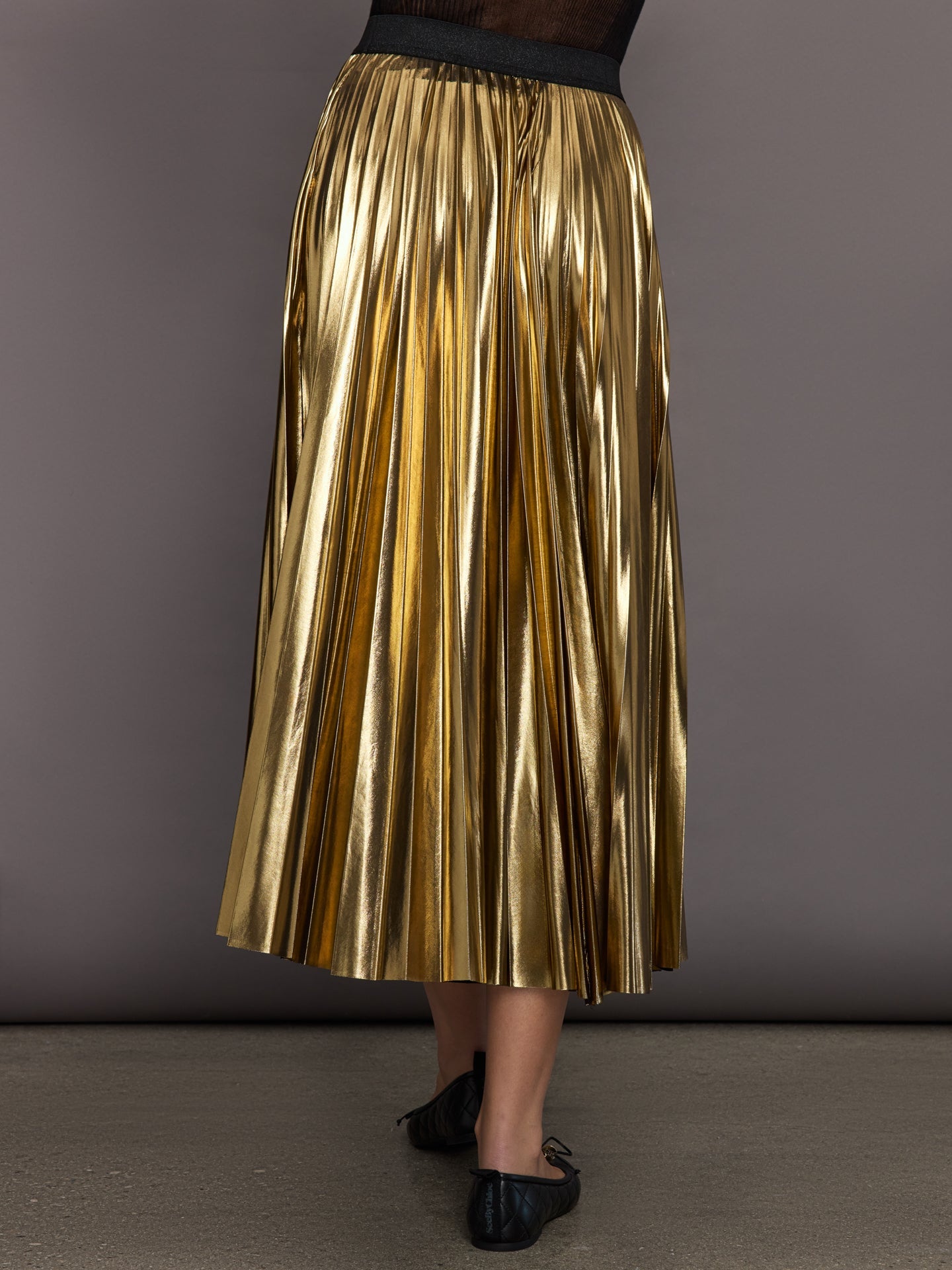 Carbon38 | Metallic Pleated Skirt | Gold