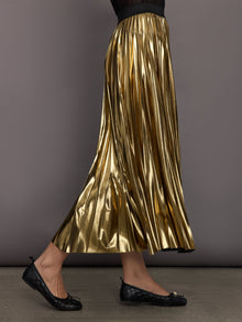 Carbon38 | Metallic Pleated Skirt | Gold