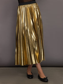 Carbon38 | Metallic Pleated Skirt | Gold